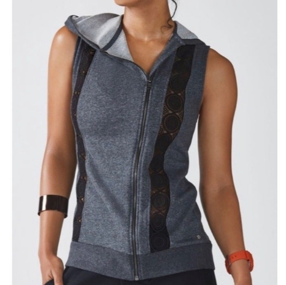 Fabletics Black and Gray Saige Vest Hoodie Soft Women - Picture 1 of 11